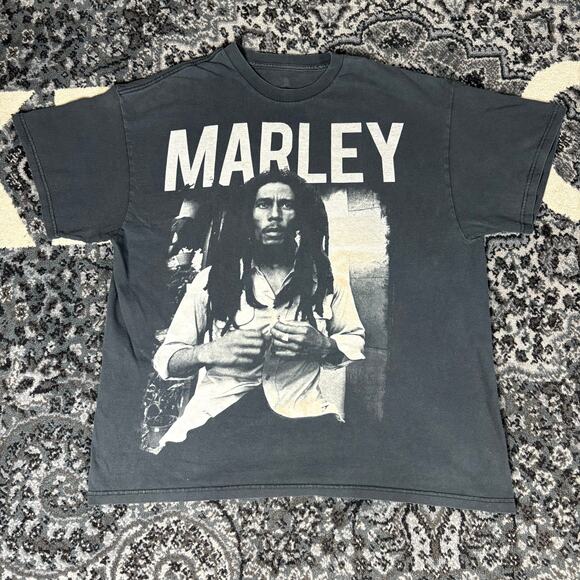 Zion Bob Marley Black White Photo Tee Shirt Men’s Sz XL Preowned - Picture 1 of 4